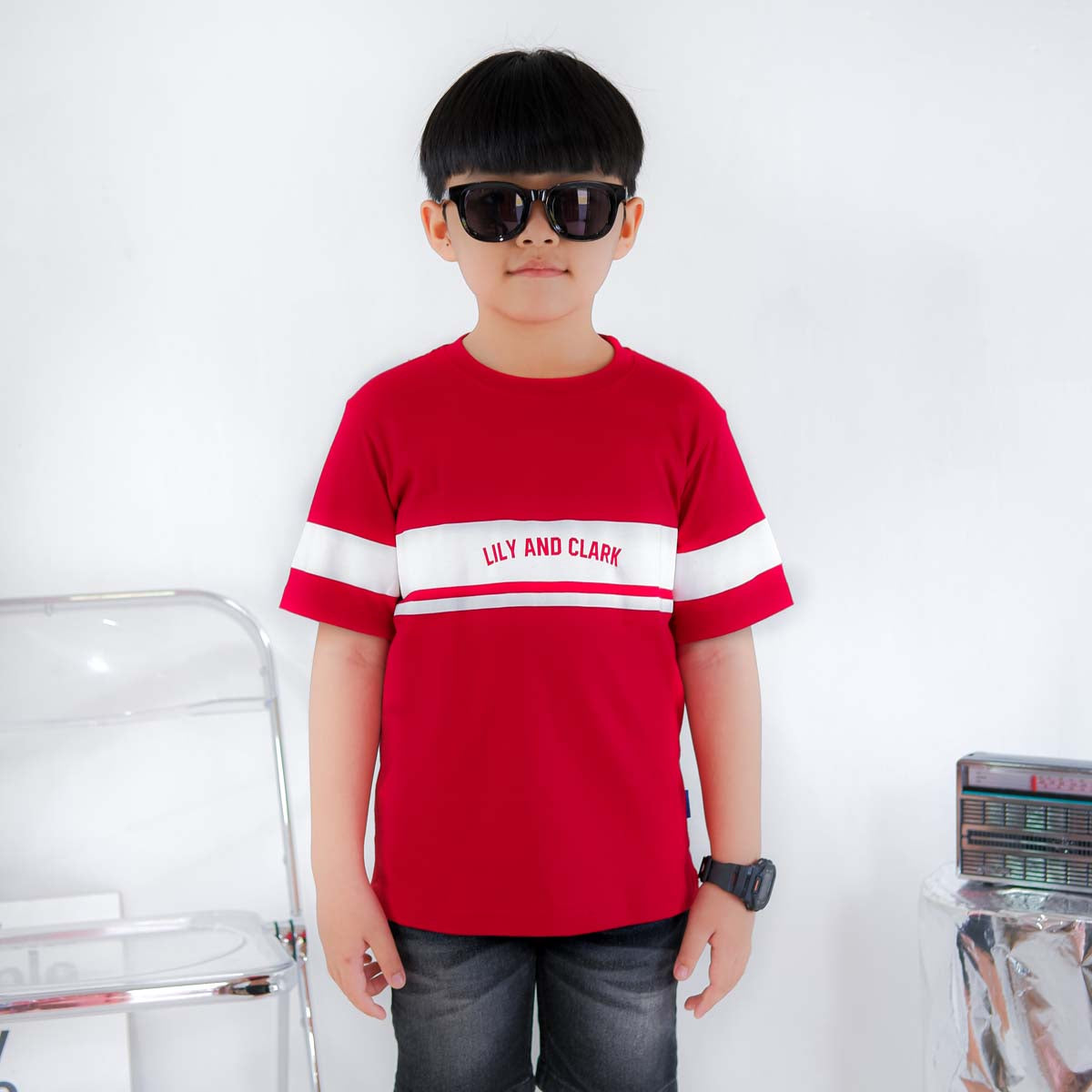 LILY AND CLARK Kaos Anak Laki-Laki warna Merah KLC122-MERAH