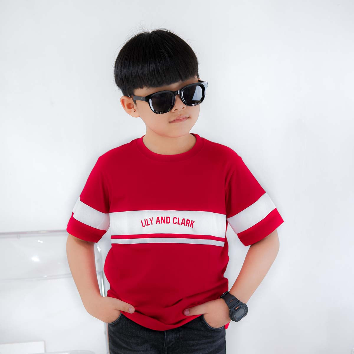 LILY AND CLARK Kaos Anak Laki-Laki warna Merah KLC122-MERAH