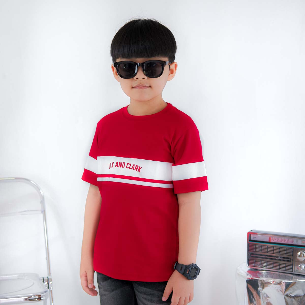 LILY AND CLARK Kaos Anak Laki-Laki warna Merah KLC122-MERAH