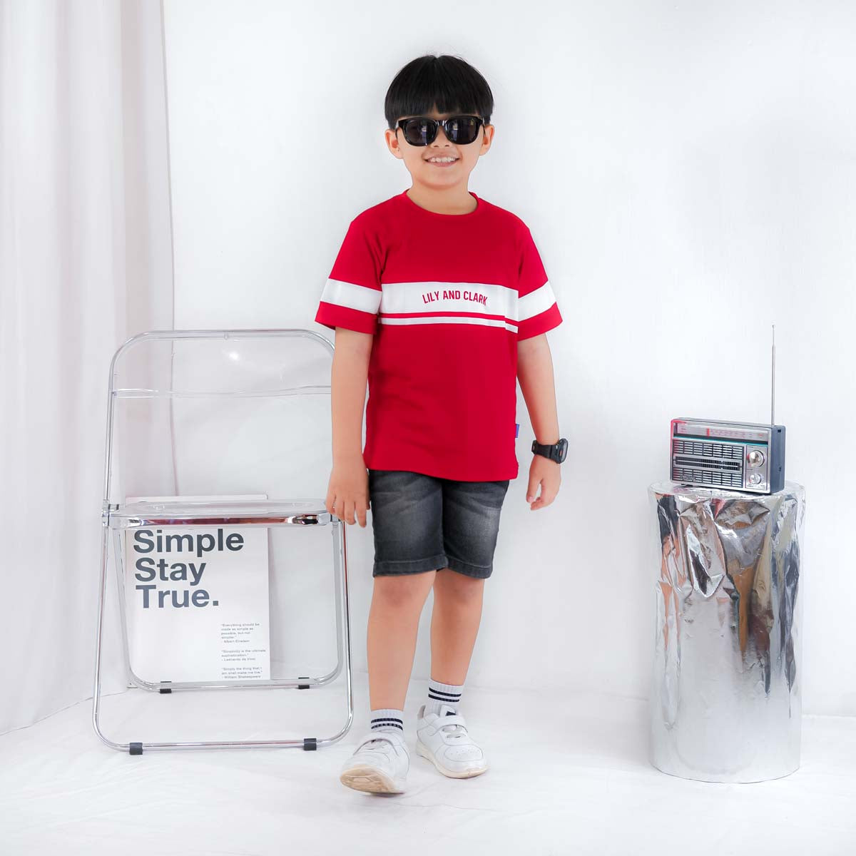 LILY AND CLARK Kaos Anak Laki-Laki warna Merah KLC122-MERAH