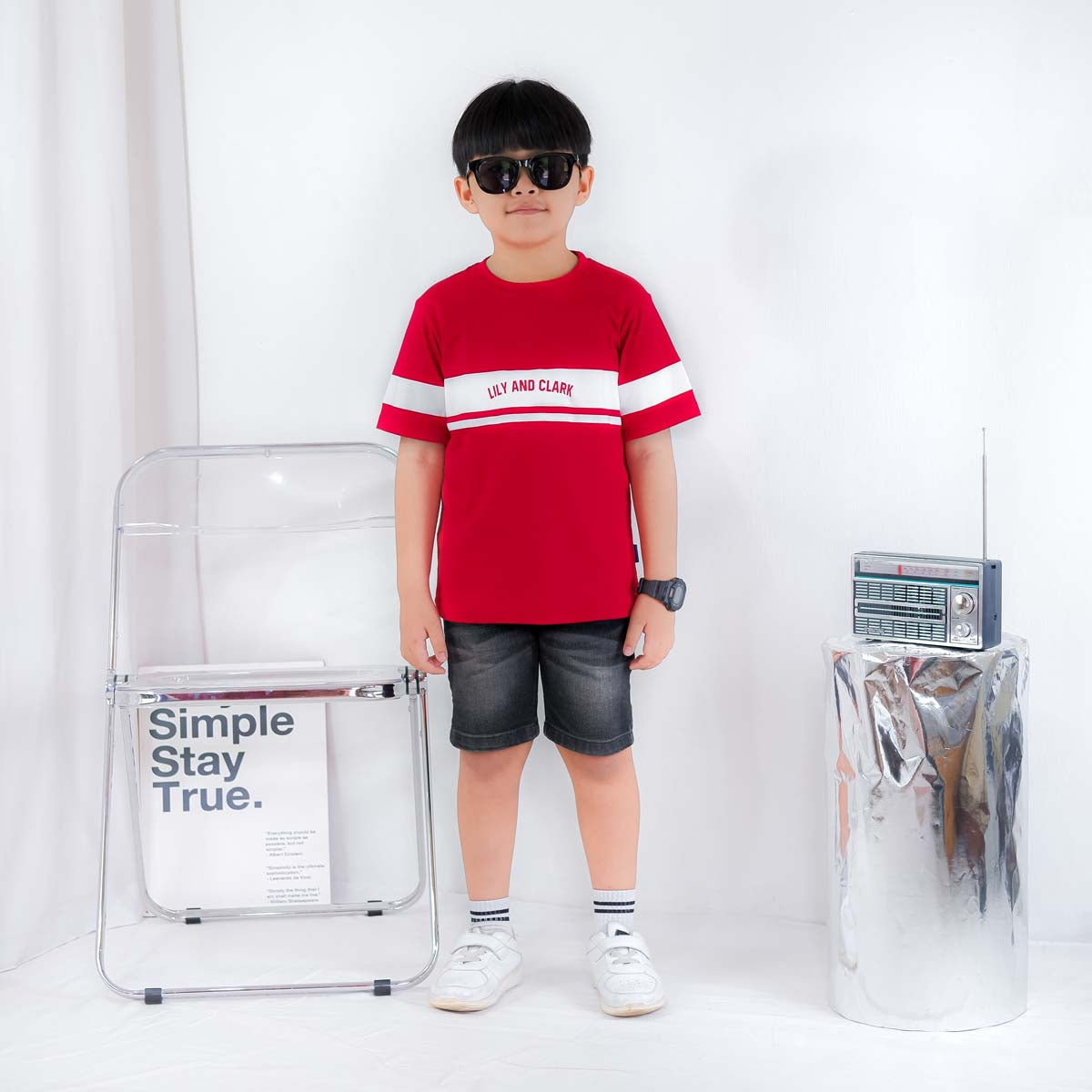 LILY AND CLARK Kaos Anak Laki-Laki warna Merah KLC122-MERAH