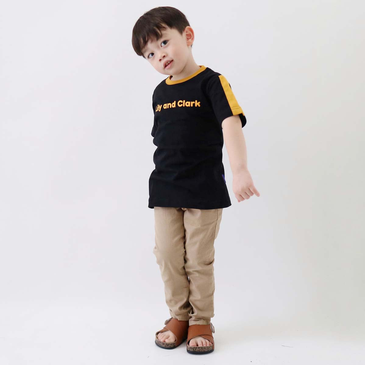 LILY AND CLARK Kaos Anak Laki-Laki warna Hitam Mustard KLC123