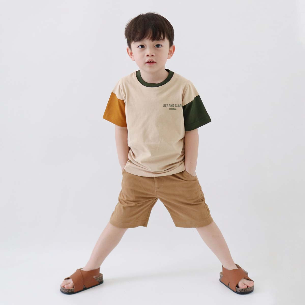 LILY AND CLARK KAos Anak Laki-Laki warna Khaky Combine KLC124