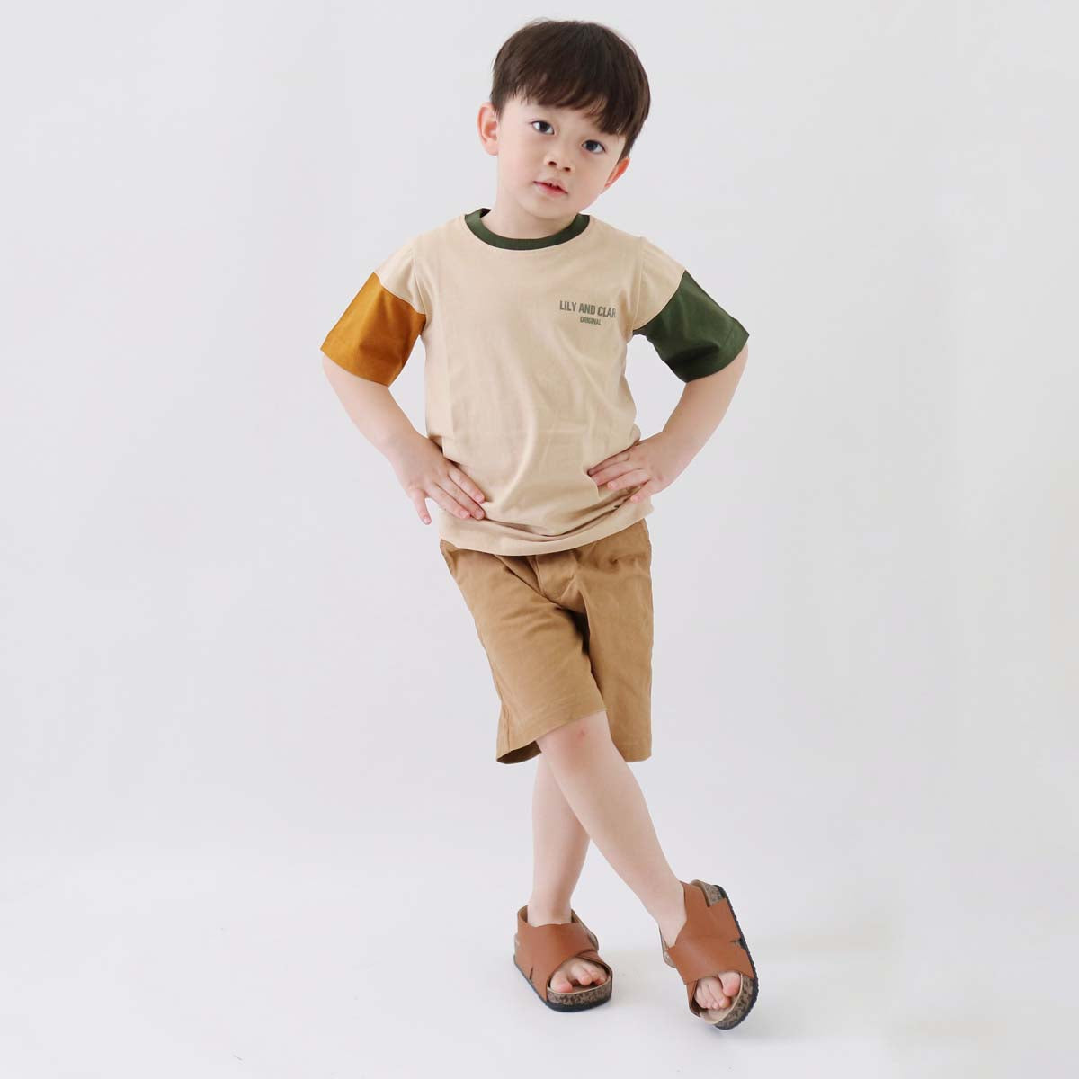 LILY AND CLARK KAos Anak Laki-Laki warna Khaky Combine KLC124