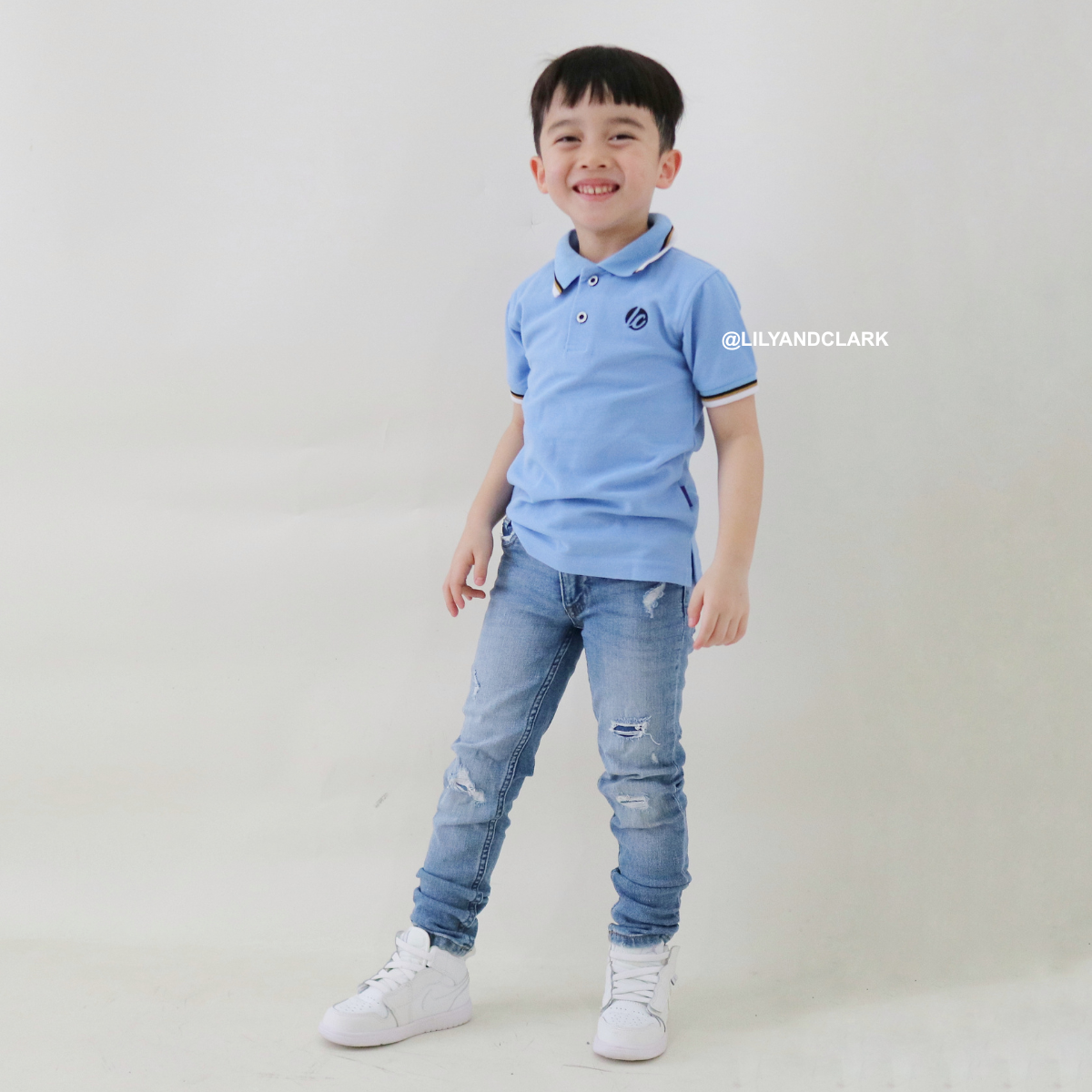 Lily And Clark Kaos Polo Anak Laki-Laki Warna Biru muda KK11