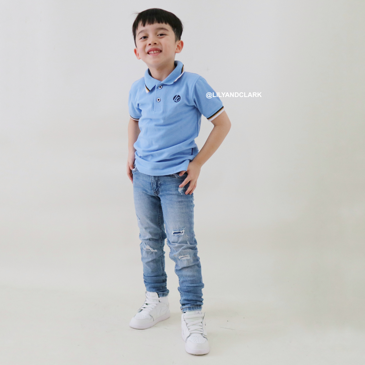Lily And Clark Kaos Polo Anak Laki-Laki Warna Biru muda KK11