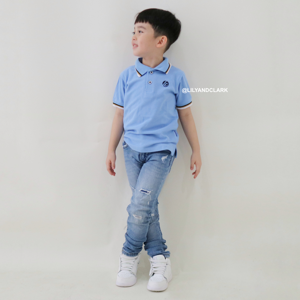 Lily And Clark Kaos Polo Anak Laki-Laki Warna Biru muda KK11