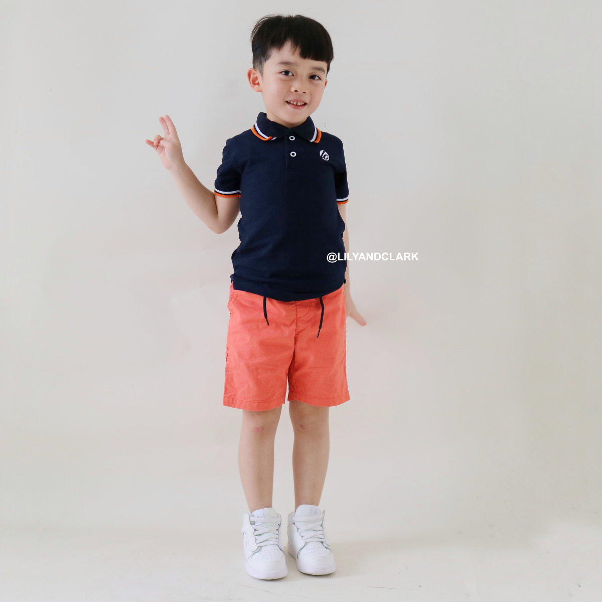 Lily And Clark Kaos Polo Anak Laki-laki Warna Navy KK12