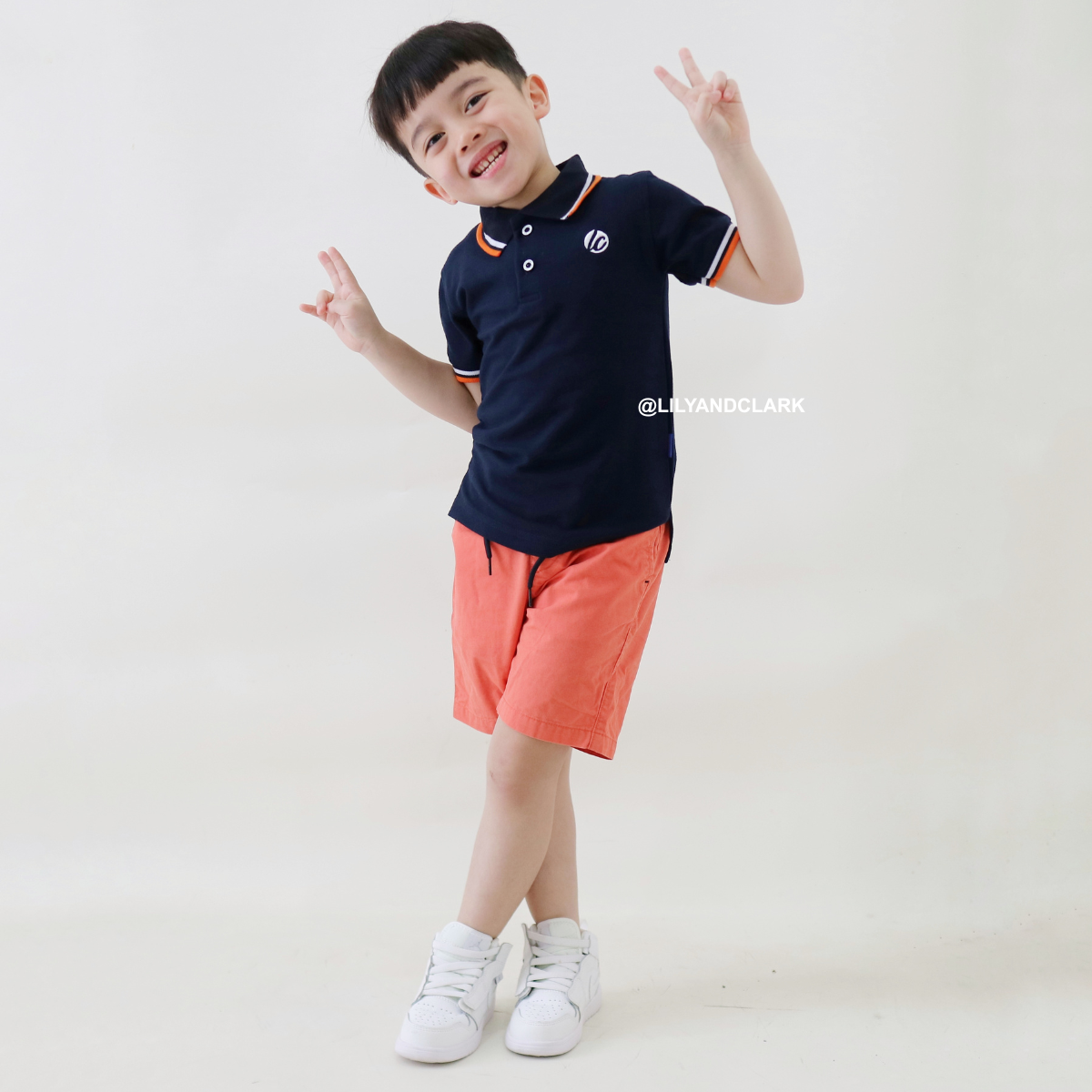 Lily And Clark Kaos Polo Anak Laki-laki Warna Navy KK12