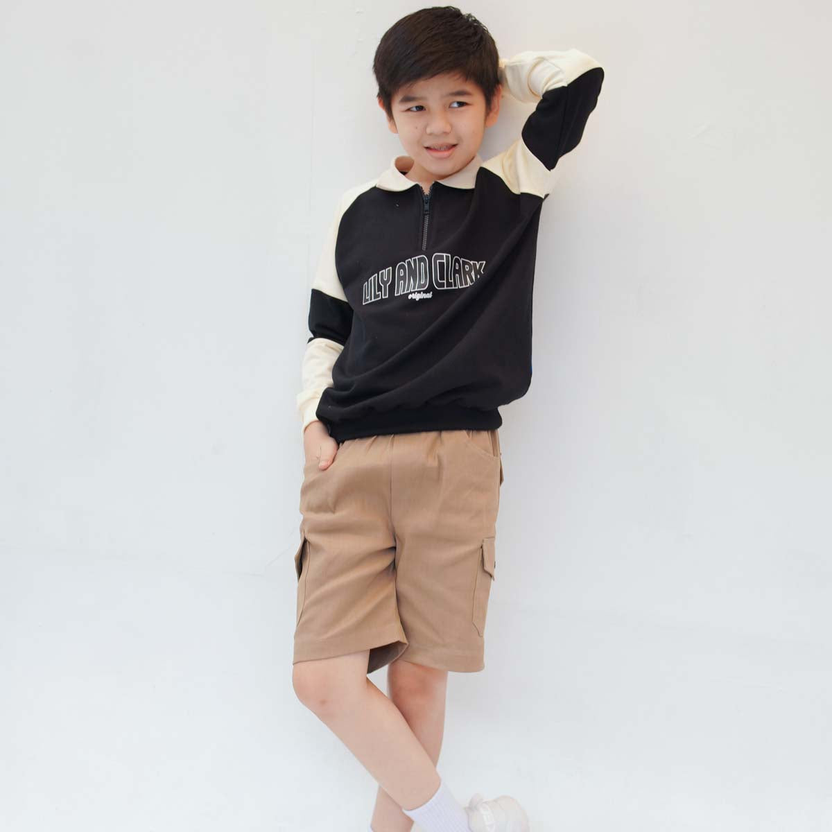 Lily And Clark Sweater Half Zip Anak Warna Hitam - SHZ02-HITAM