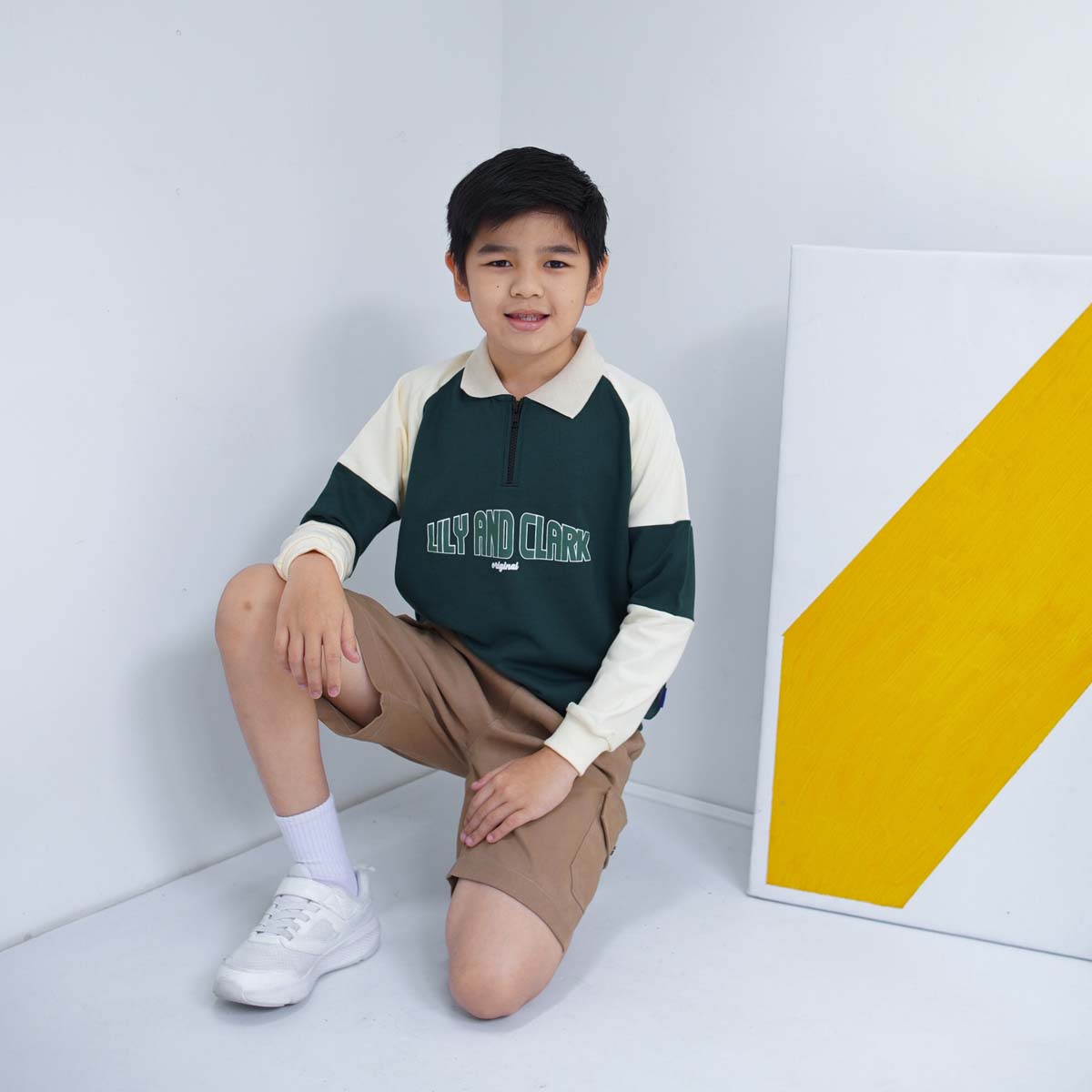 Lily And Clark Sweater Half Zip Anak Warna Hijau - SHZ02-HIJAU