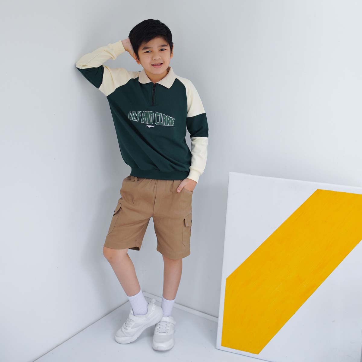 Lily And Clark Sweater Half Zip Anak Warna Hijau - SHZ02-HIJAU
