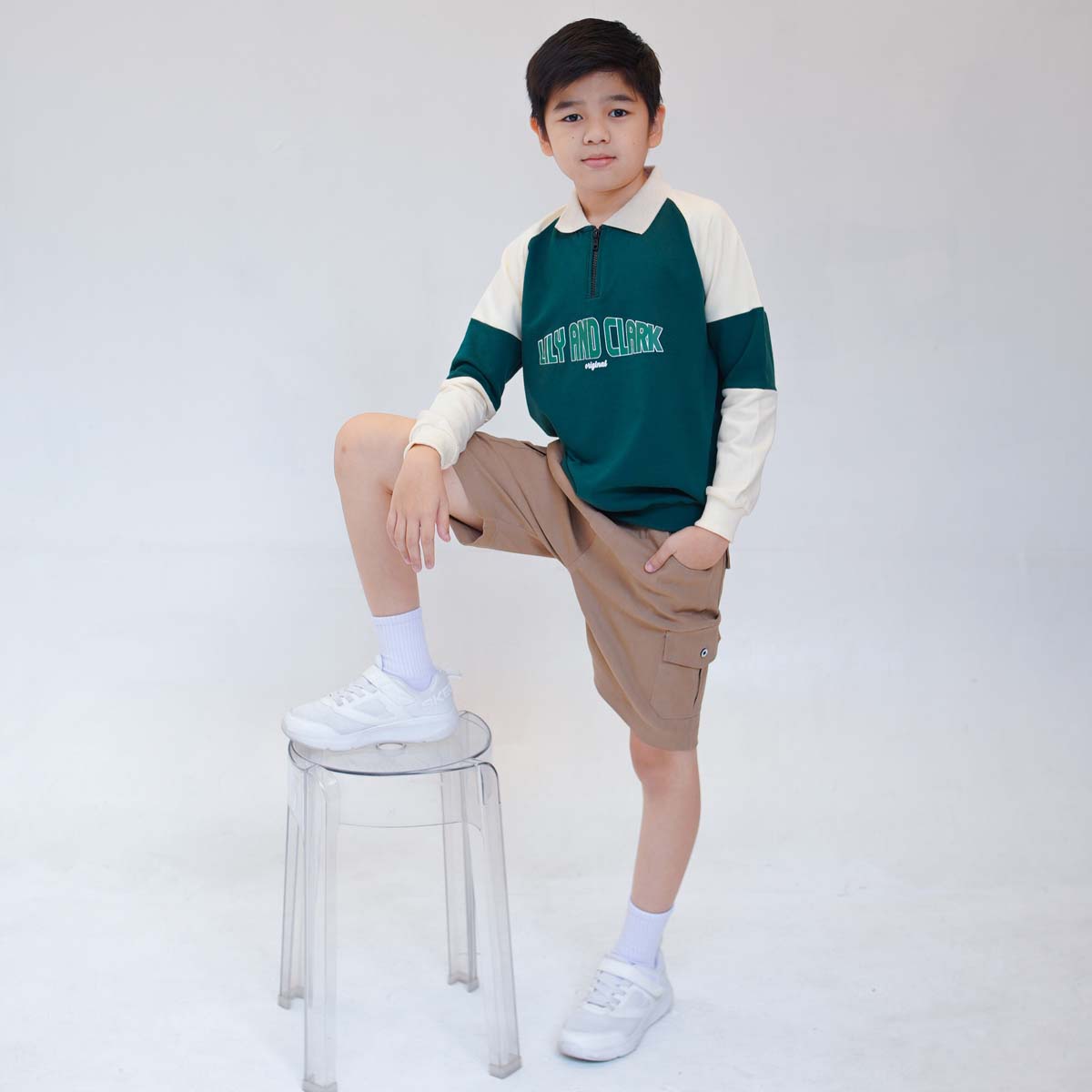 Lily And Clark Sweater Half Zip Anak Warna Hijau - SHZ02-HIJAU
