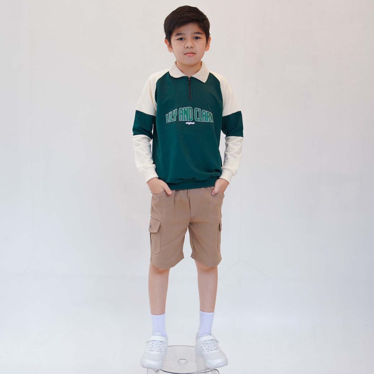 Lily And Clark Sweater Half Zip Anak Warna Hijau - SHZ02-HIJAU