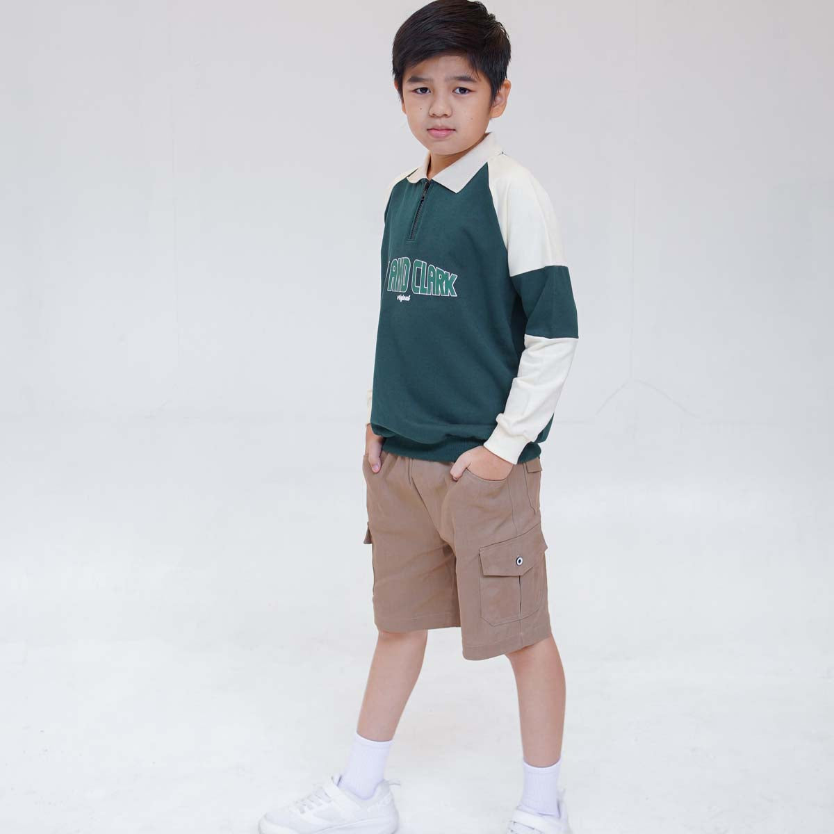 Lily And Clark Sweater Half Zip Anak Warna Hijau - SHZ02-HIJAU