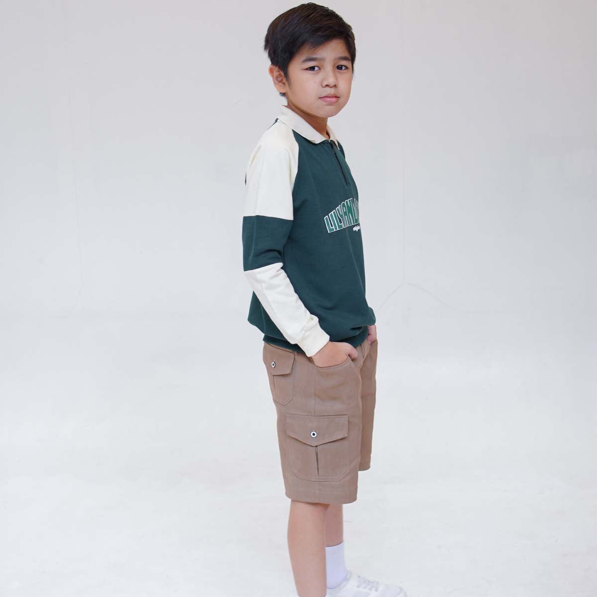 Lily And Clark Sweater Half Zip Anak Warna Hijau - SHZ02-HIJAU