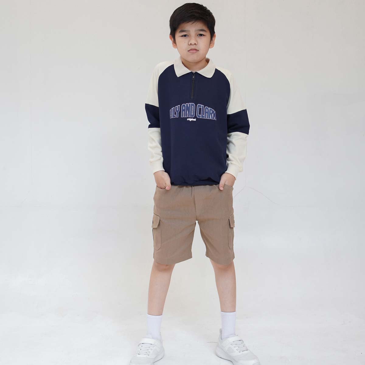 Lily And Clark Sweater Half Zip Anak Warna Navy - SHZ02-NAVY