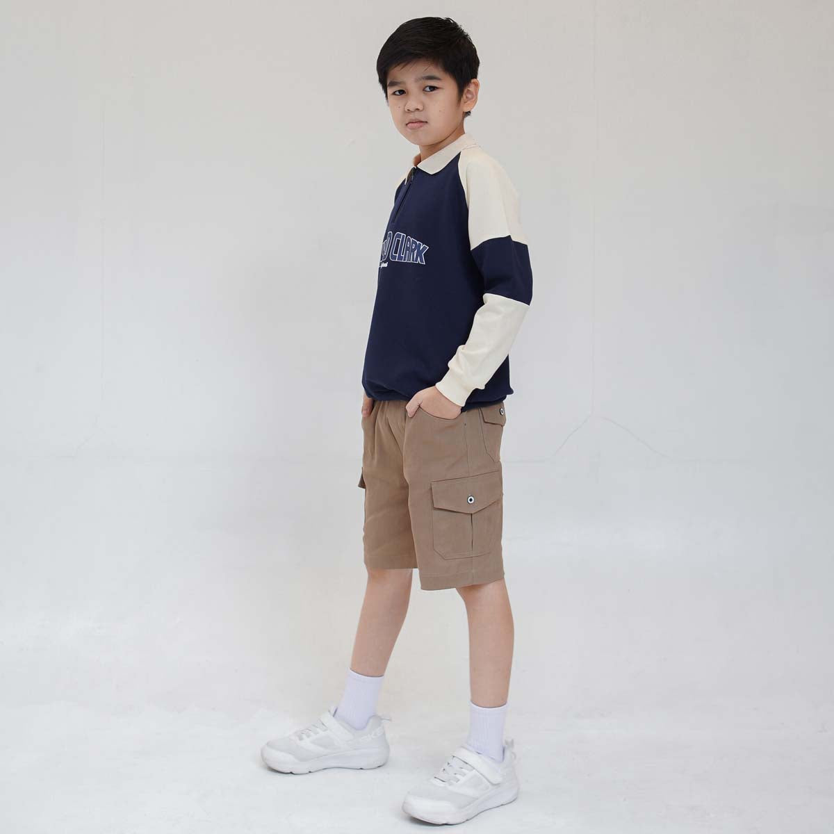 Lily And Clark Sweater Half Zip Anak Warna Navy - SHZ02-NAVY