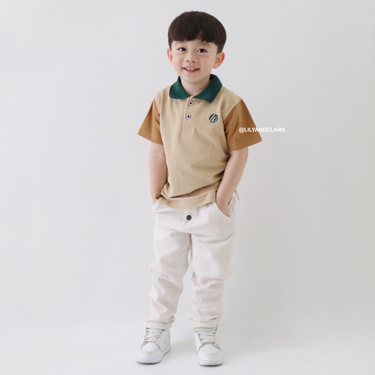 Lily And Clark Kaos Polo Anak KK17 Cream Combination