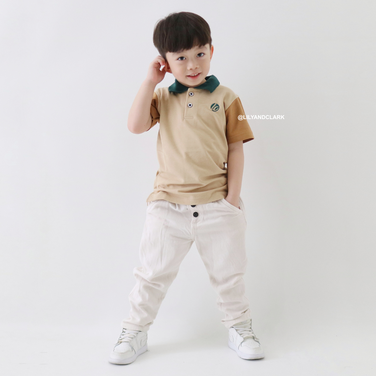 Lily And Clark Kaos Polo Anak KK17 Cream Combination