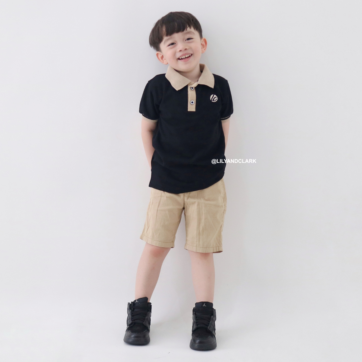 Lily And Clark Kaos Polo Anak Hitam kombinasi KK16