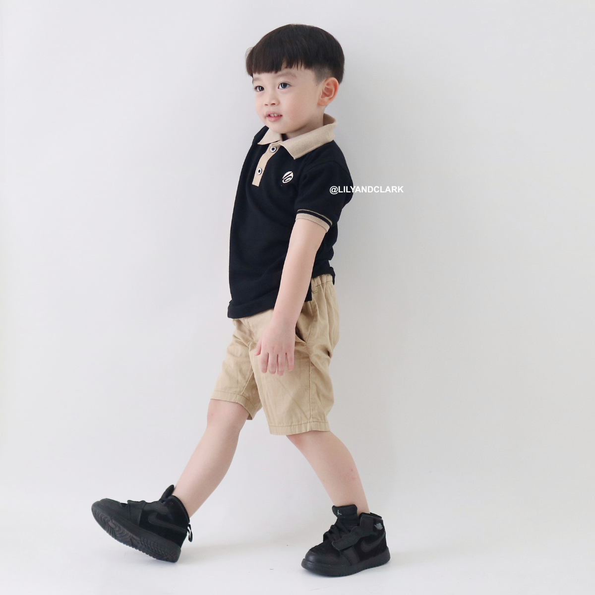 Lily And Clark Kaos Polo Anak Hitam kombinasi KK16