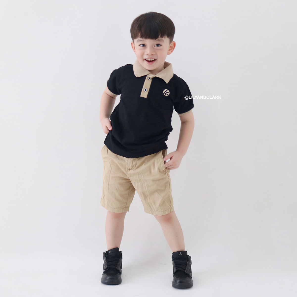Lily And Clark Kaos Polo Anak Hitam kombinasi KK16