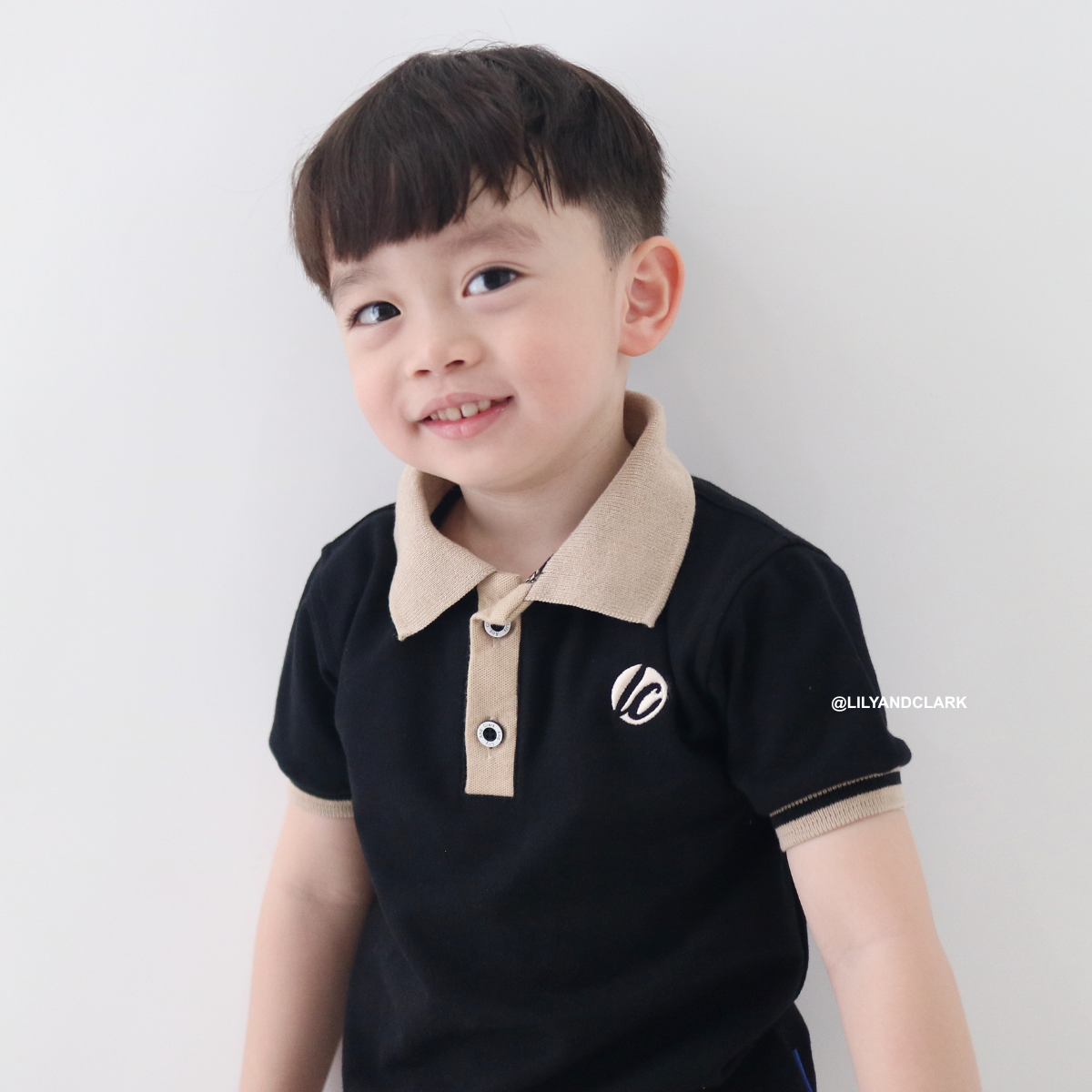 Lily And Clark Kaos Polo Anak Hitam kombinasi KK16