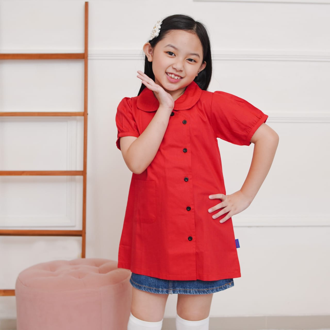 DRESS ANAK KATUN TWILL DCL01 MERAH