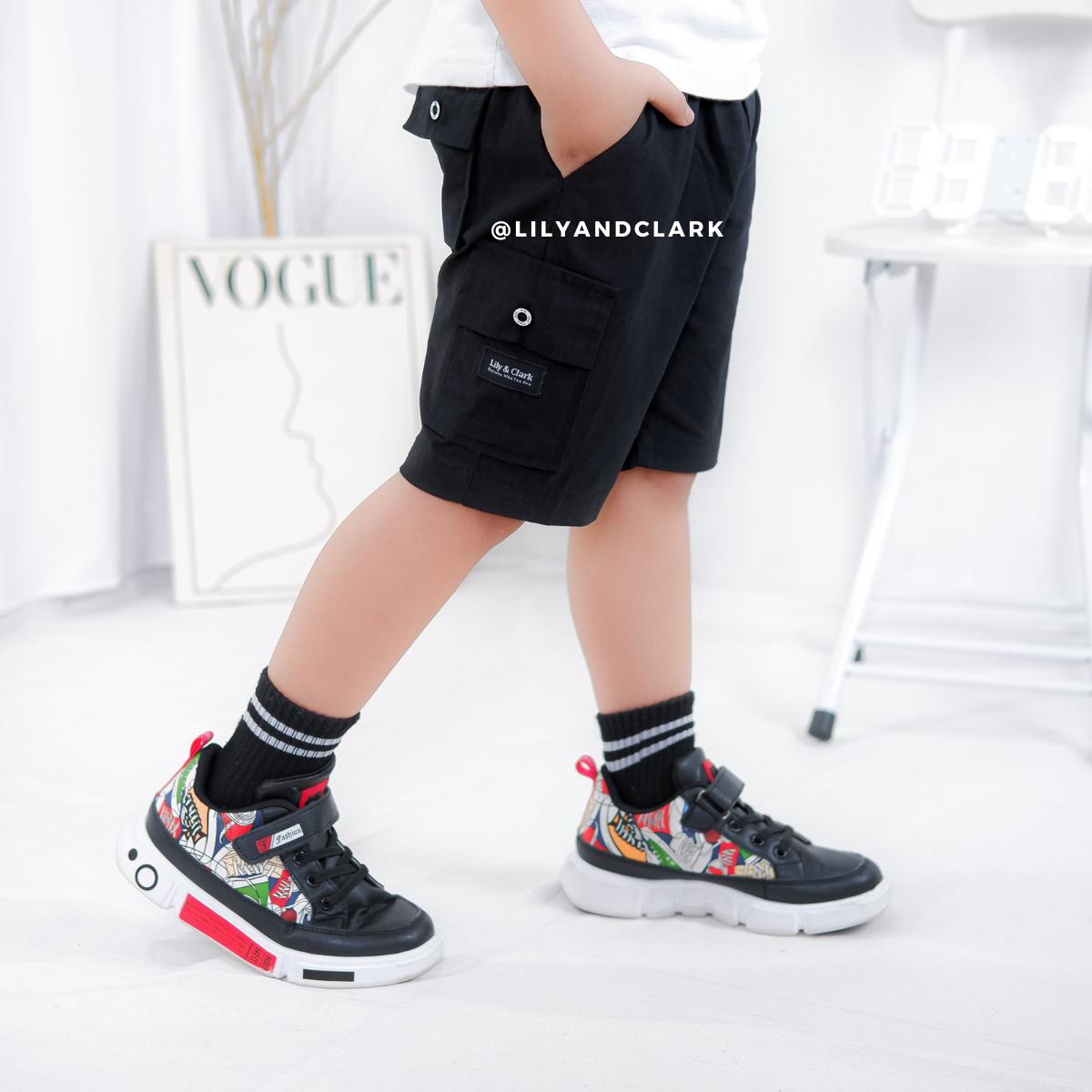 Celana Cargo Pendek Anak Hitam - CAP03