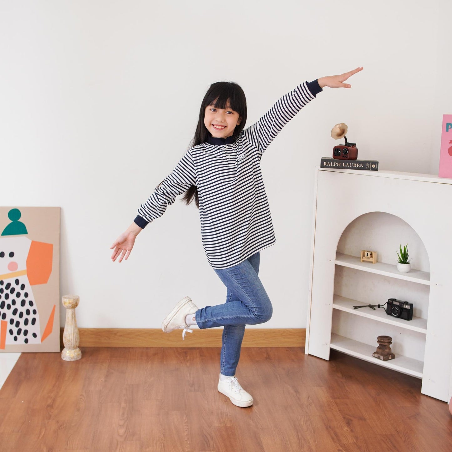 Lily And Clark Kaos Lengan Panjang Stripe Anak Warna Navy - KSS04