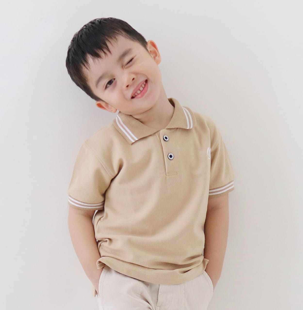 Lily And Clark Kaos Polo Anak Laki-Laki Warna Khaki KK06