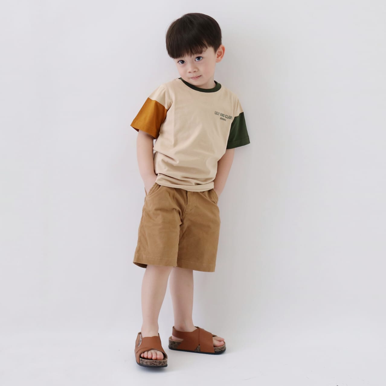 LILY AND CLARK KAos Anak Laki-Laki warna Khaky Combine KLC124
