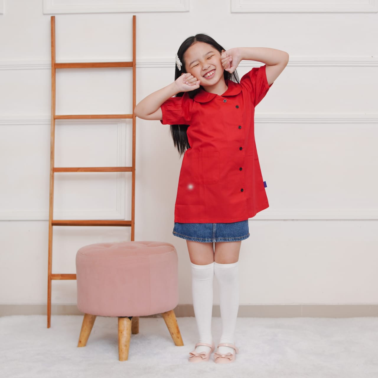 DRESS ANAK KATUN TWILL DCL01 MERAH