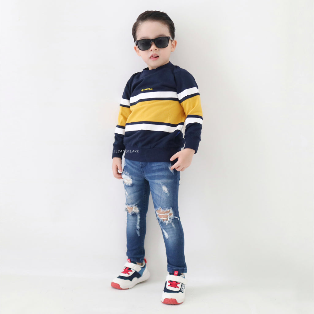 Sweater Anak Navy kombinasi Mustrad ST22