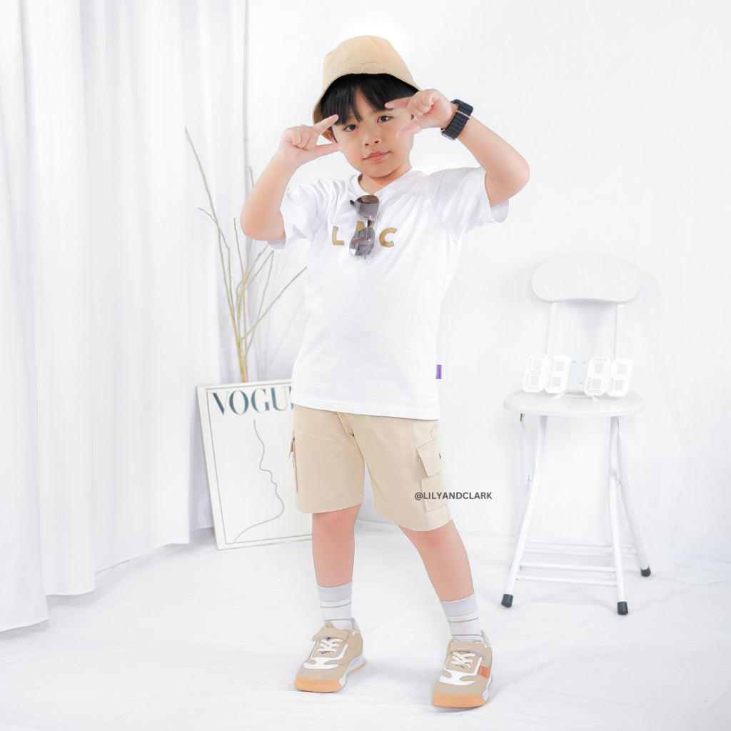 Celana Cargo Pendek Anak Cream - CAP01