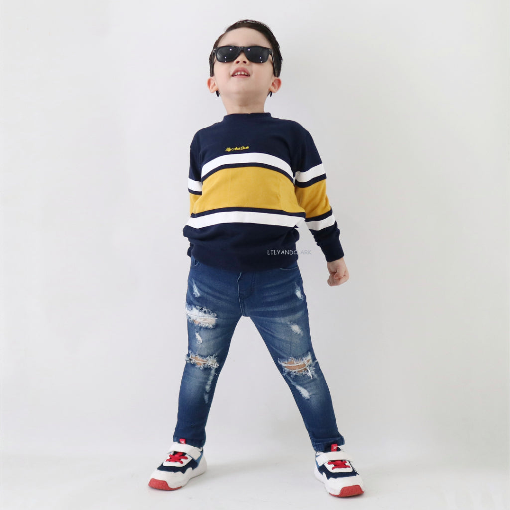 Sweater Anak Navy kombinasi Mustrad ST22