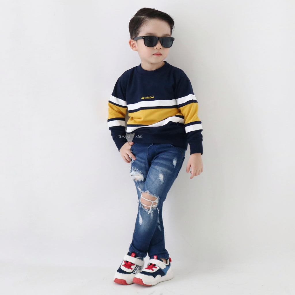 Sweater Anak Navy kombinasi Mustrad ST22