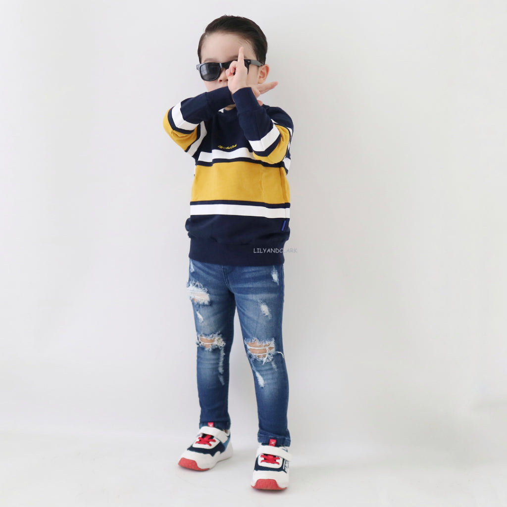 Sweater Anak Navy kombinasi Mustrad ST22