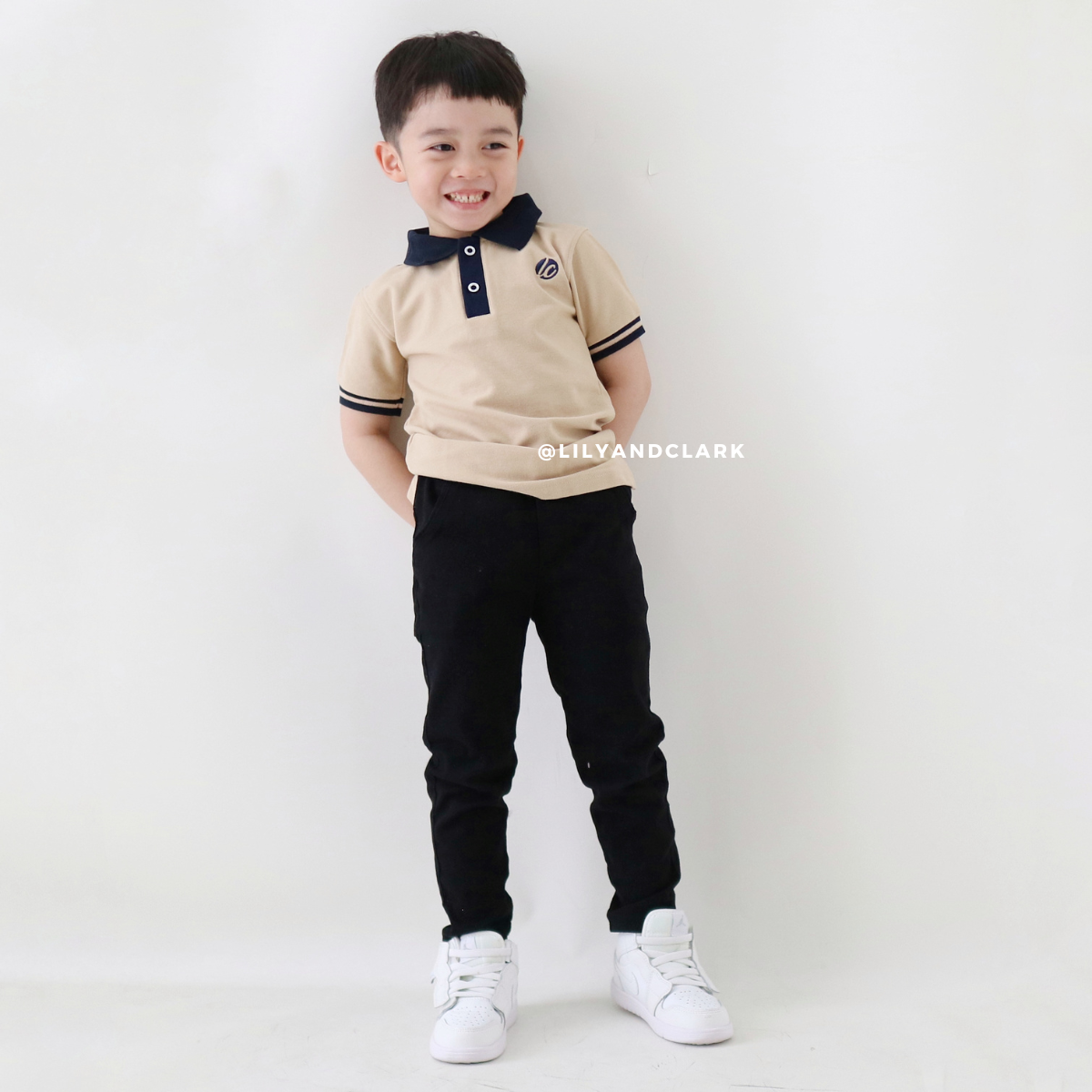 Lily And Clark Kaos Polo Anak Laki-Laki Warna Khaki KK09