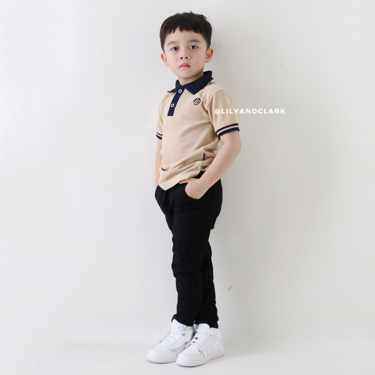 Lily And Clark Kaos Polo Anak Laki-Laki Warna Khaki KK09