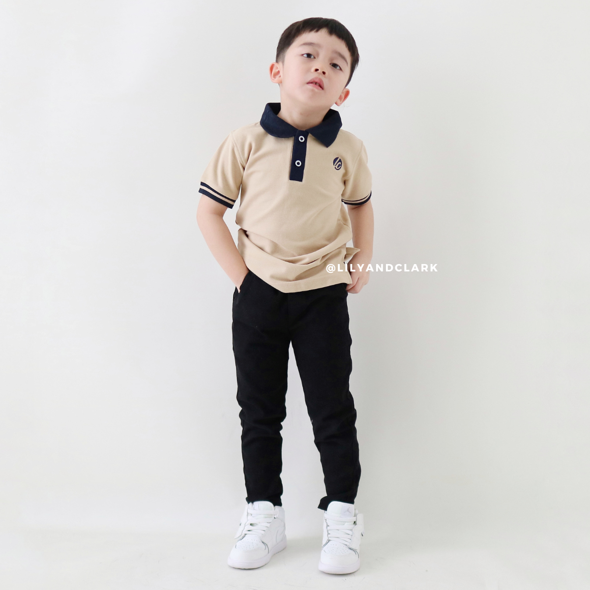 Lily And Clark Kaos Polo Anak Laki-Laki Warna Khaki KK09