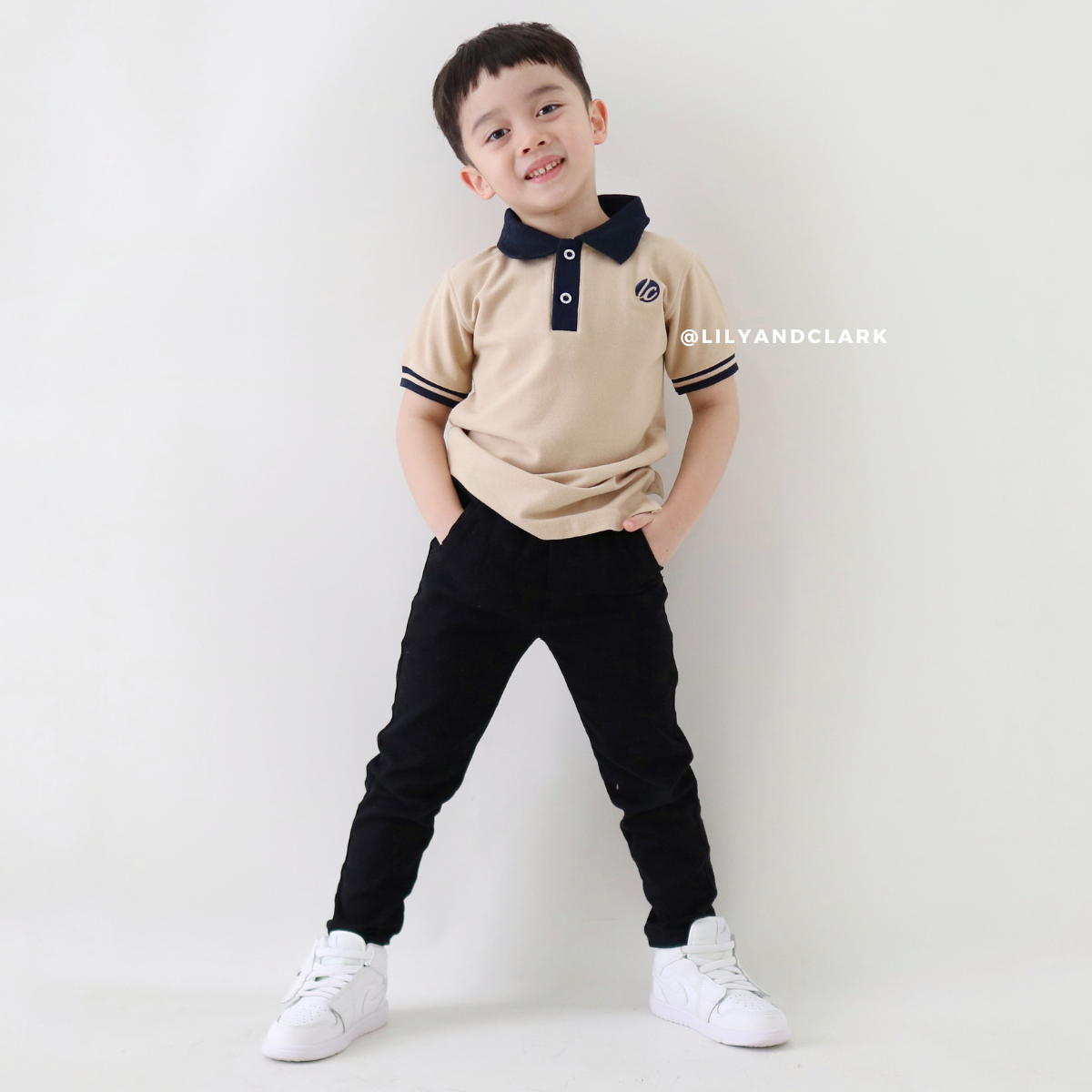 Lily And Clark Kaos Polo Anak Laki-Laki Warna Khaki KK09
