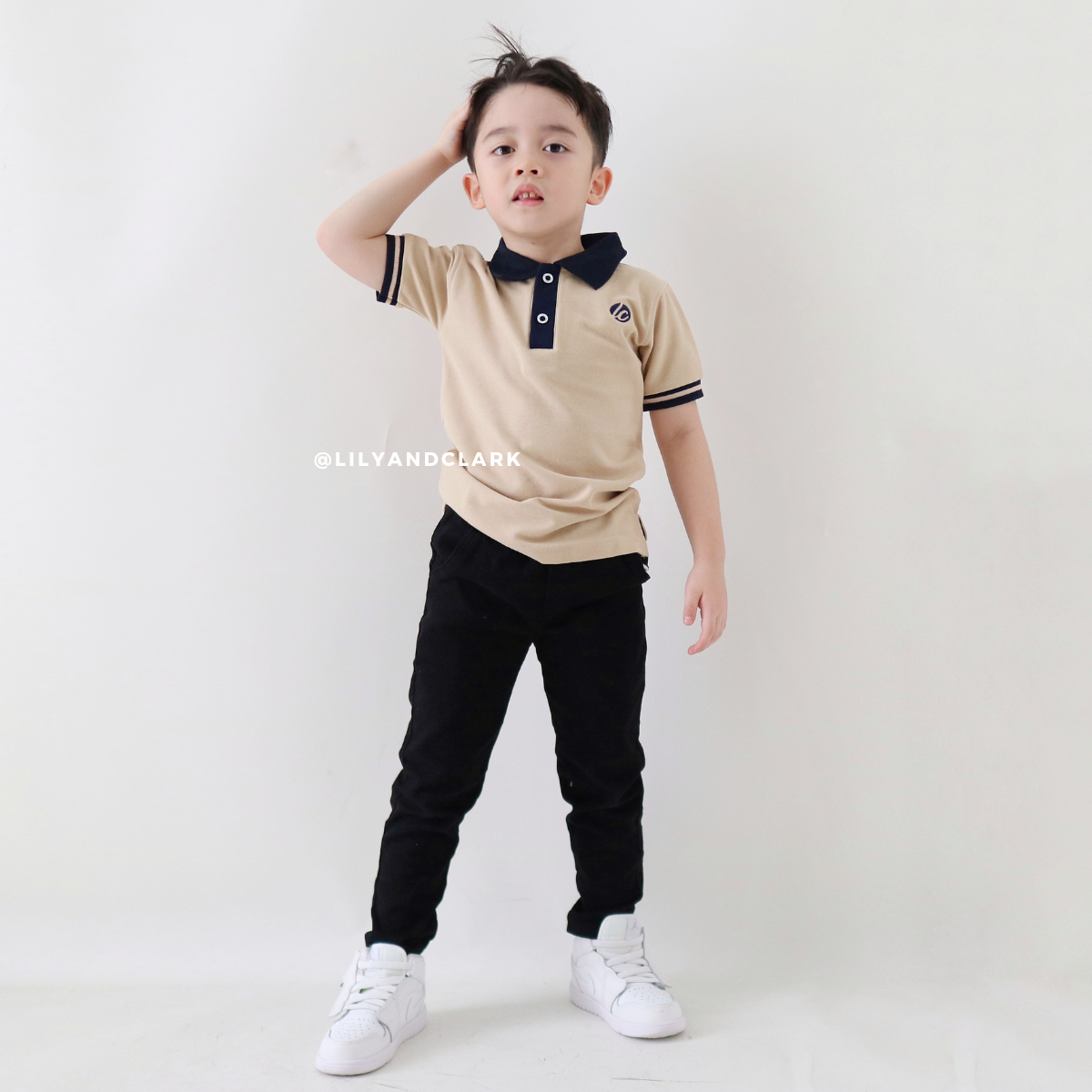 Lily And Clark Kaos Polo Anak Laki-Laki Warna Khaki KK09
