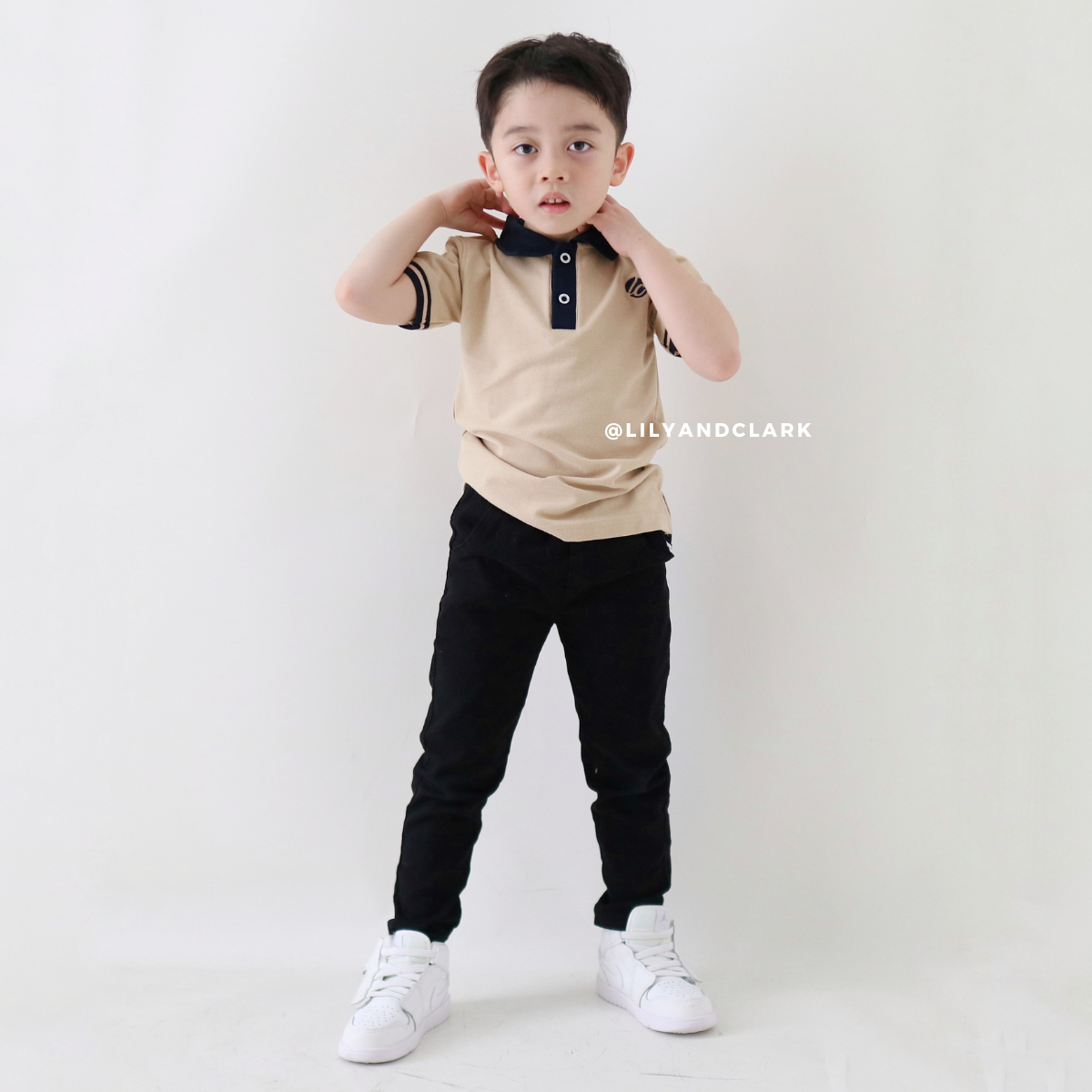 Lily And Clark Kaos Polo Anak Laki-Laki Warna Khaki KK09