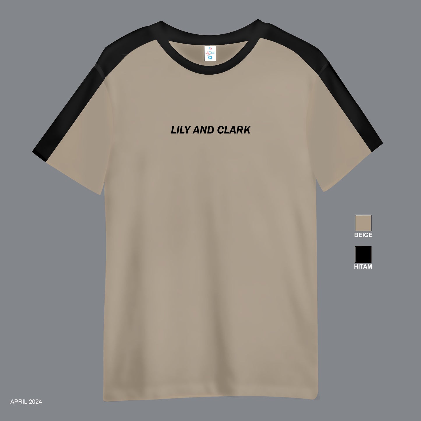 LILY AND CLARK Kaos Anak Laki-Laki warna Hitam-Beige KLC121-HITAM