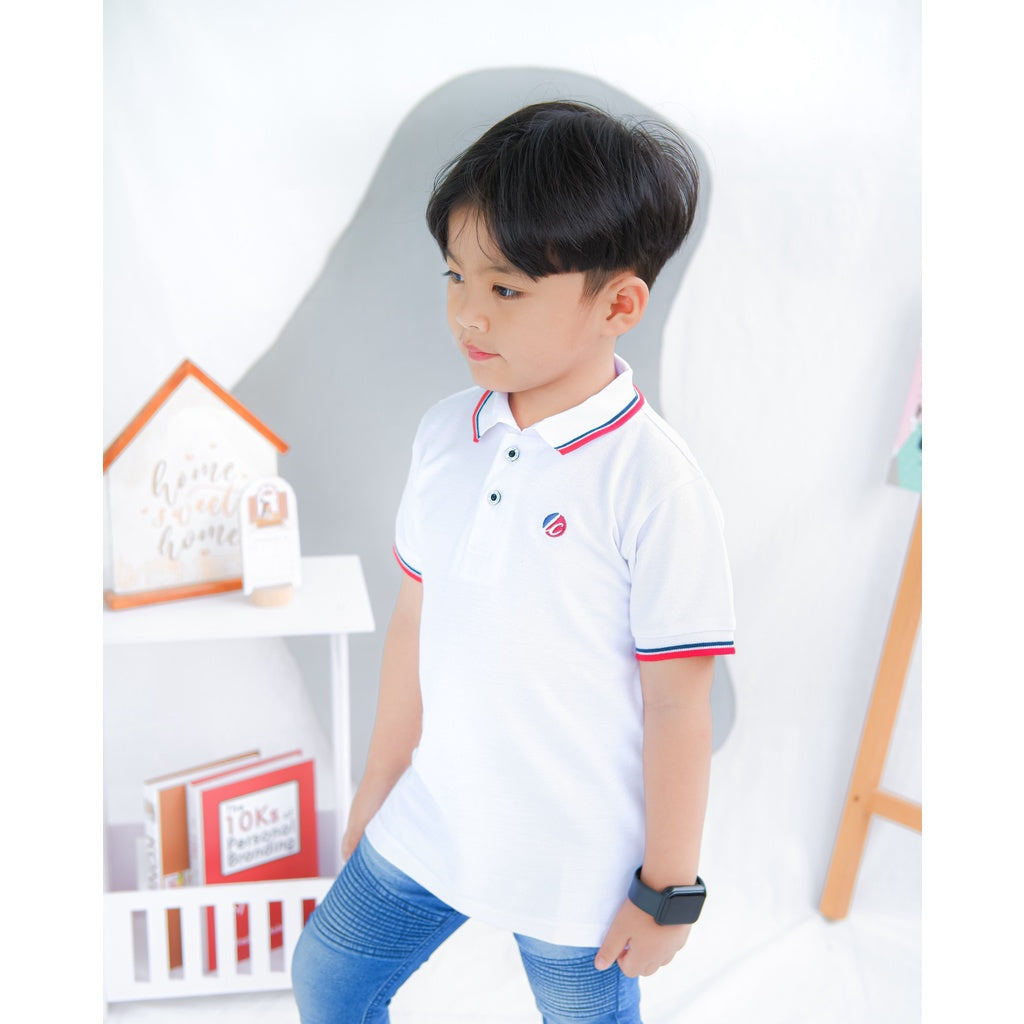 Lily And Clark Kaos Polo Anak Laki-Laki Warna Putih KK01