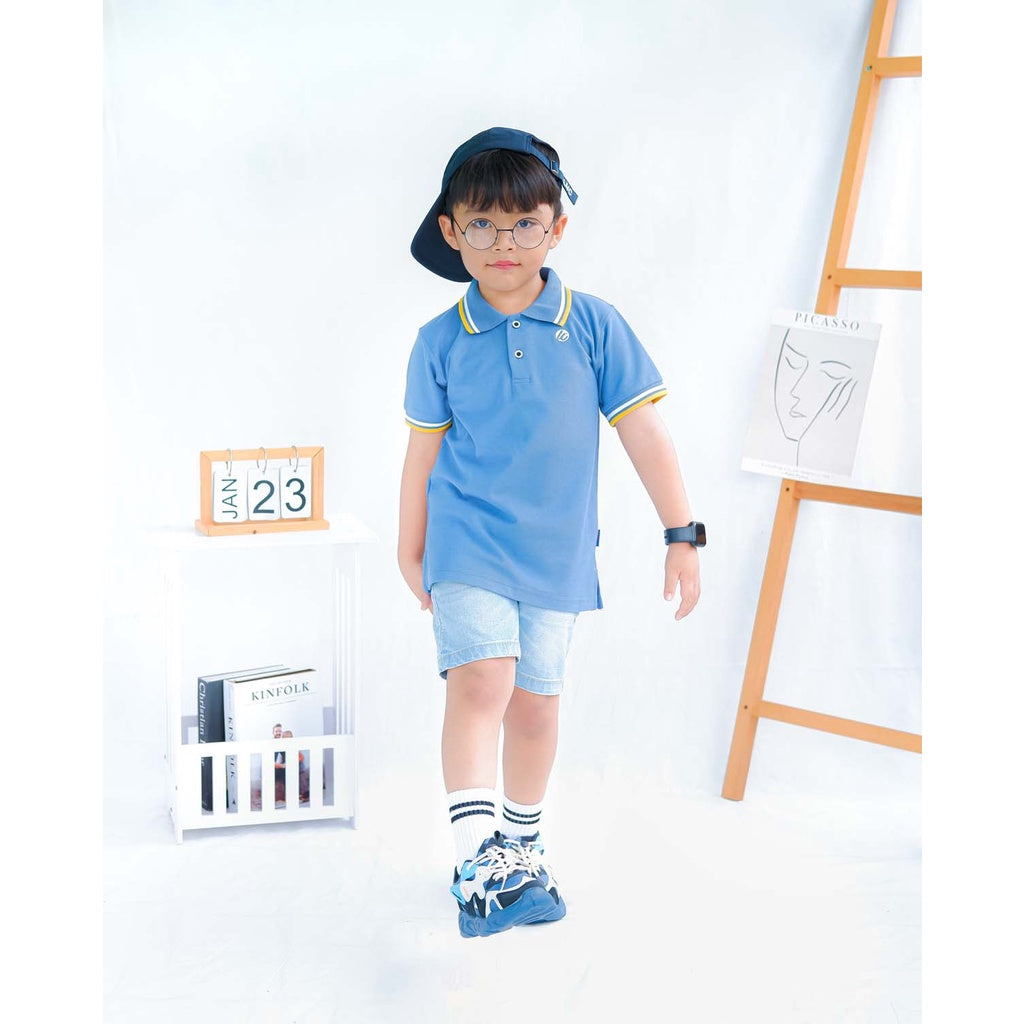 Lily And Clark Kaos Polo Anak Laki-Laki Warna Biru KK03