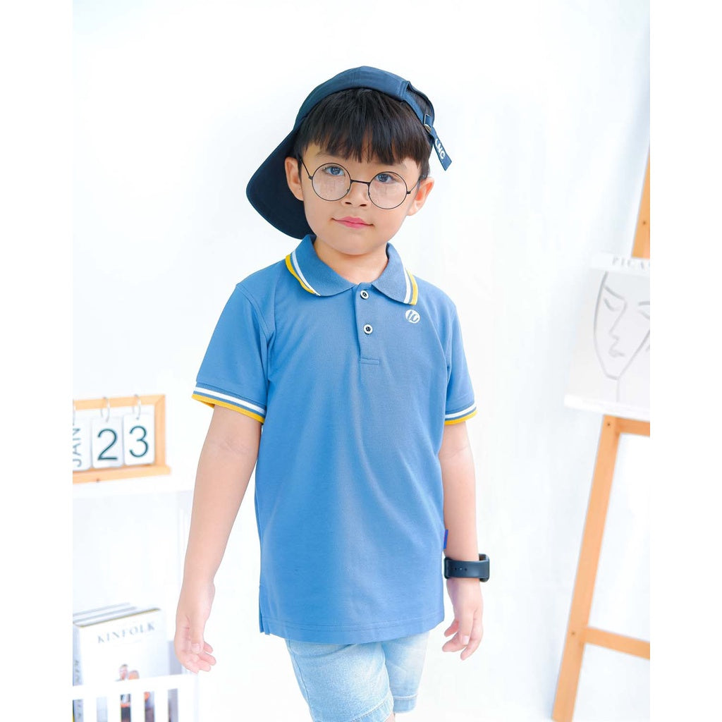 Lily And Clark Kaos Polo Anak Laki-Laki Warna Biru KK03