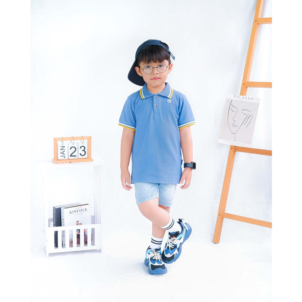 Lily And Clark Kaos Polo Anak Laki-Laki Warna Biru KK03